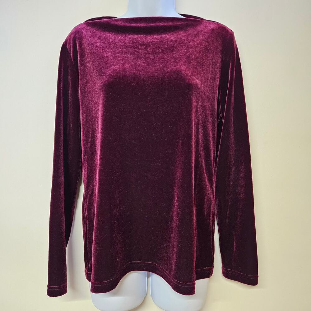 Coldwater Creek Maroon Velvet Long‎ Sleeve Top Size S Fairy Grunge Whimsigoth
